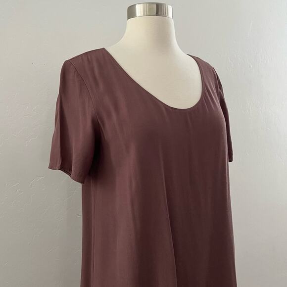 Aritzia Wilfred Free Teigen Crepe Mini Dress Casual Minimalist Mauve Brown Small - Picture 4 of 11